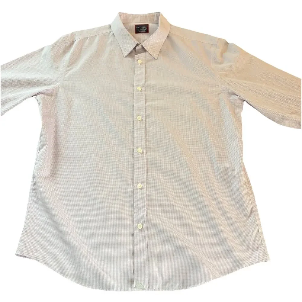 UNTUCKit Slim Fit Wrinkle Free Stonington Button Up Shirt Size XL Pink Checked